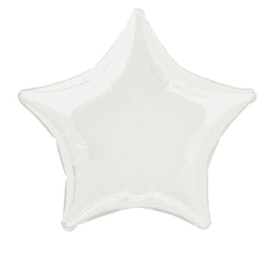 50cm White Star Foil Balloon UNINFLATED