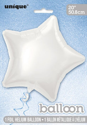 50cm White Star Foil Balloon UNINFLATED