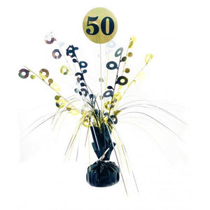 50th Birthday Black Gold Centrepiece Spray