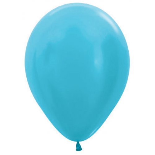 5 Inch Round Metallic Caribbean Blue Sempertex Plain Latex Balloons UNINFLATED