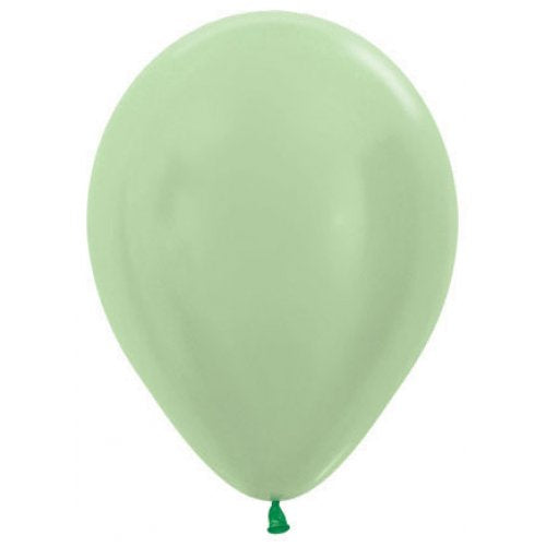 5 Inch Round Metallic Light Green Sempertex Plain Latex Balloons UNINFLATED