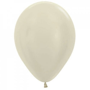 5 Inch Round Metallic Ivory Sempertex Plain Latex Balloons UNINFLATED