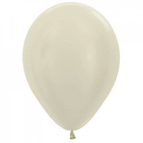 5 Inch Round Metallic Ivory Sempertex Plain Latex Balloons UNINFLATED