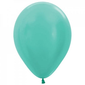 5 Inch Round Metallic Mint Green Sempertex Plain Latex Balloons UNINFLATED