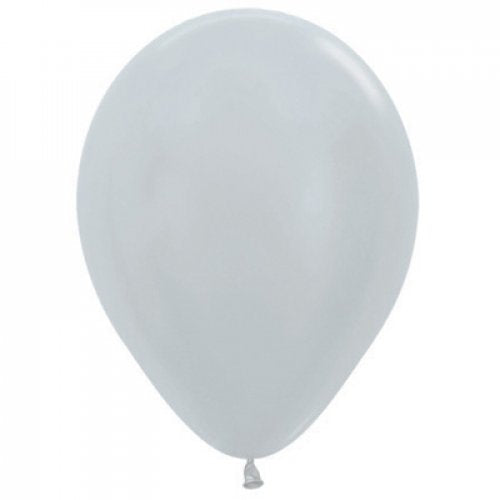 5 Inch Round Metallic Silver Sempertex Plain Latex Balloons UNINFLATED