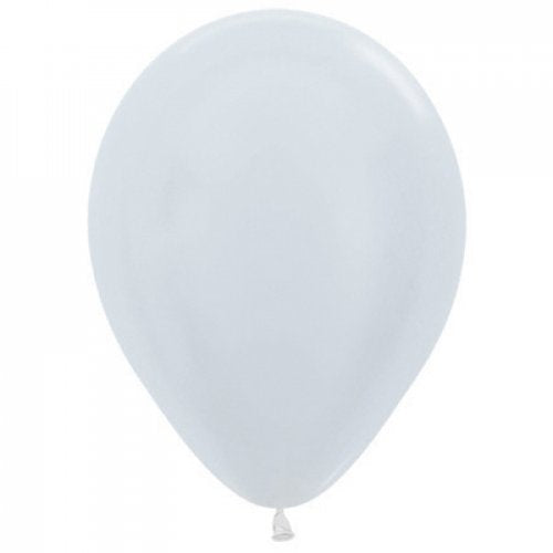 5 Inch Round Metallic White Sempertex Plain Latex Balloons UNINFLATED