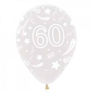 11 Inch Printed 60 Crystal Clear Sempertex Latex Balloon UNINFLATED