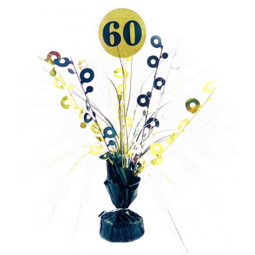 60th Birthday Black Gold Centrepiece Spray