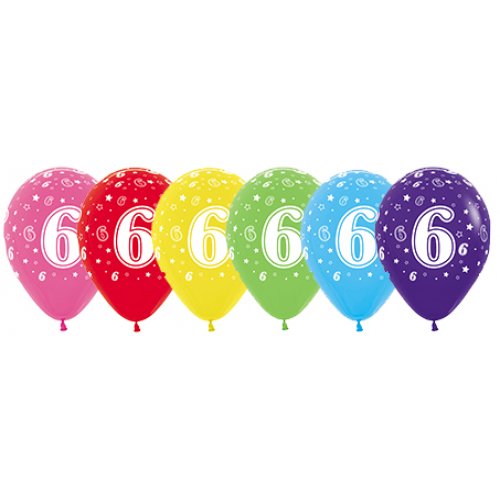11 Inch Round 6 Fashion Assorted Sempertex Printed Latex Balloons UNINFLATED