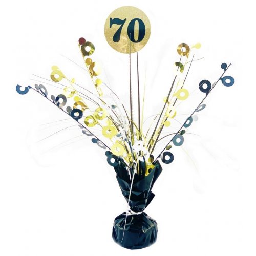 70th Birthday Black Gold Centrepiece Spray