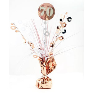 70th Birthday Rose Gold & White Centrepiece Spray