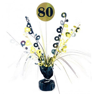80th Birthday Black Gold Centrepiece Spray