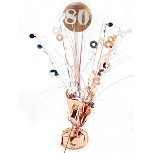 80th Birthday Rose Gold & White Centrepiece Spray