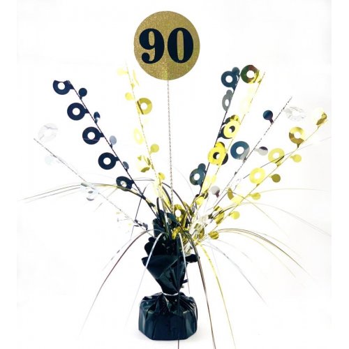 90th Birthday Black Gold Centrepiece Spray