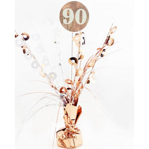 90th Birthday Rose Gold & White Centrepiece Spray