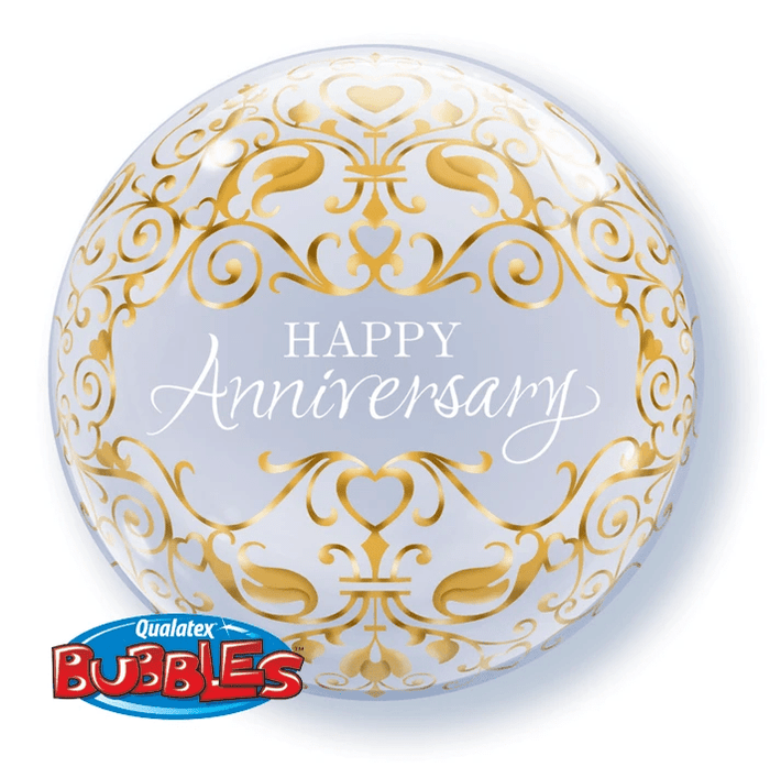 Happy Anniversary Classic 22 Inch Qualatex Bubble Balloon UNINFLATED