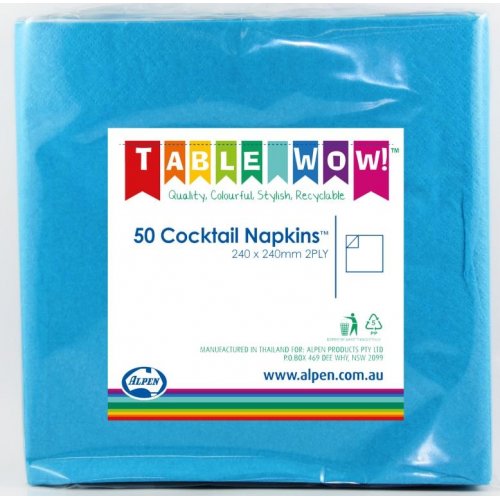 Azure Blue Cocktail Napkins - Pack of 50