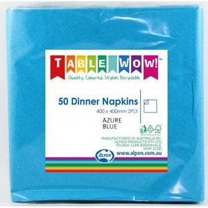 Azure Blue Dinner Napkins - Pack of 50