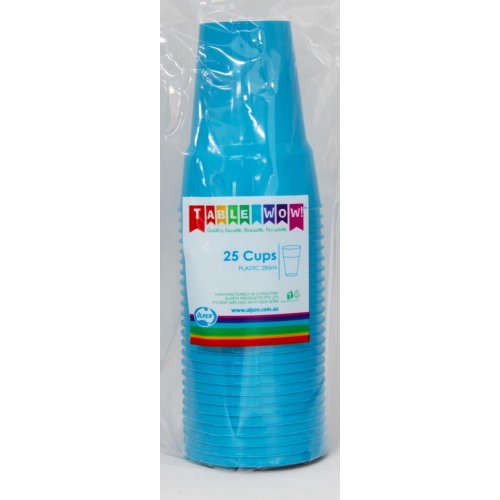 Azure Blue Plastic Cups - Pack of 25