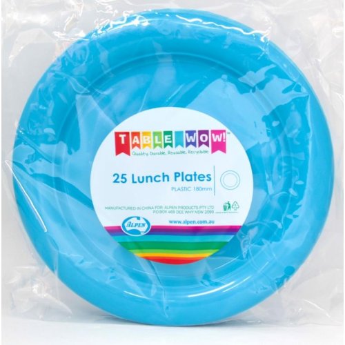 Azure Blue Plastic Lunch Plates - Pack of 25