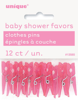 Baby Clothes Pins Pink Party Favors