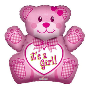 Baby Girl Bear SuperShape Foil Balloon UNINFLATED