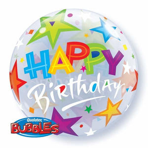 Birthday Brilliant Stars 22 Inch Qualatex Bubble Balloon UNINFLATED
