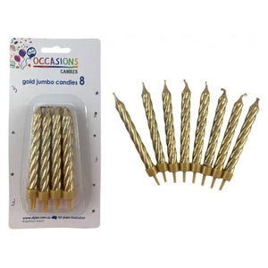 Birthday Candles Jumbo Spiral Gold