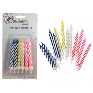 Birthday Candles Jumbo Spiral with holders