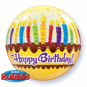 Birthday Candles and Frosting 22 Inch Qualatex Bubble Balloon UNINFLATED
