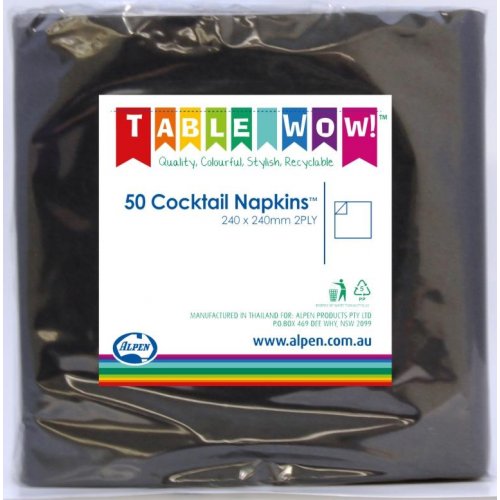 Black Cocktail Napkins - Pack of 50