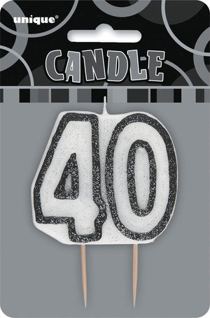 Black Glitz Birthday Candle Number #40