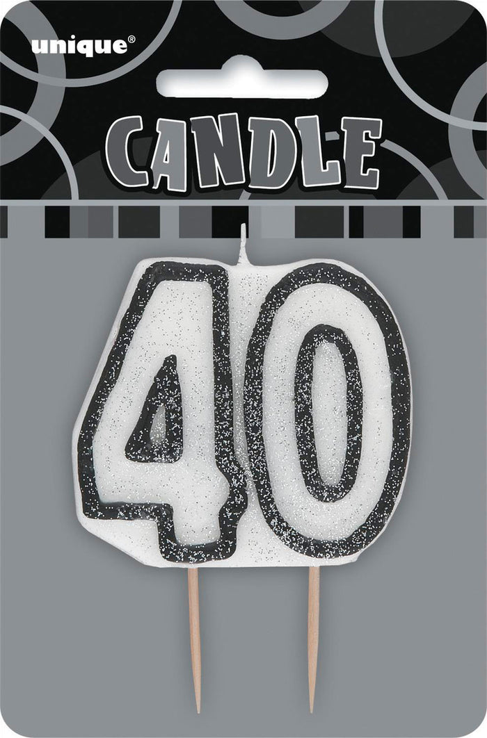 Black Glitz Birthday Candle Number #40