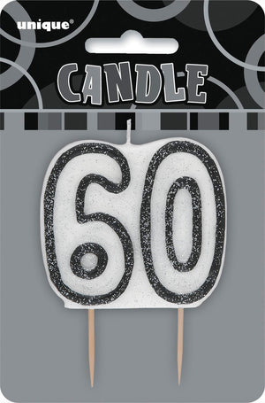 Black Glitz Birthday Candle Number #60