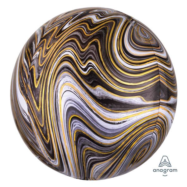 Black Marblez Foil Orbz Balloon UNINFLATED