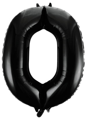 Black Number 0 Supershape 86cm Foil Balloon UNINFLATED