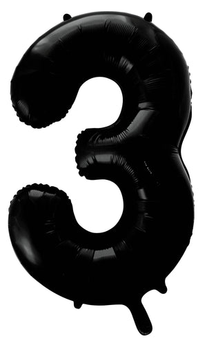 Black Number 3 Supershape 86cm Foil Balloon UNINFLATED