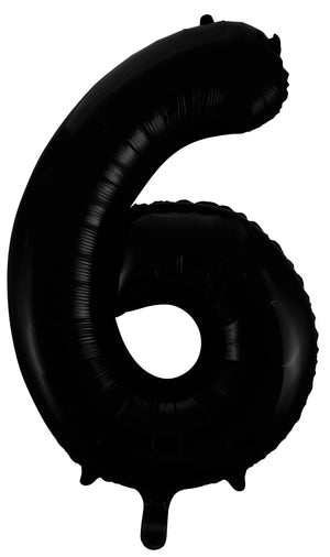 Black Number 6 Supershape 86cm Foil Balloon UNINFLATED