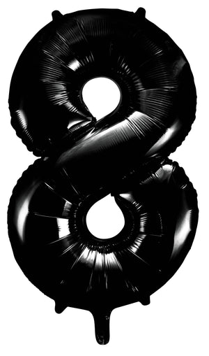Black Number 8 Supershape 86cm Foil Balloon UNINFLATED