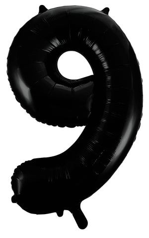Black Number 9 Supershape 86cm Foil Balloon UNINFLATED