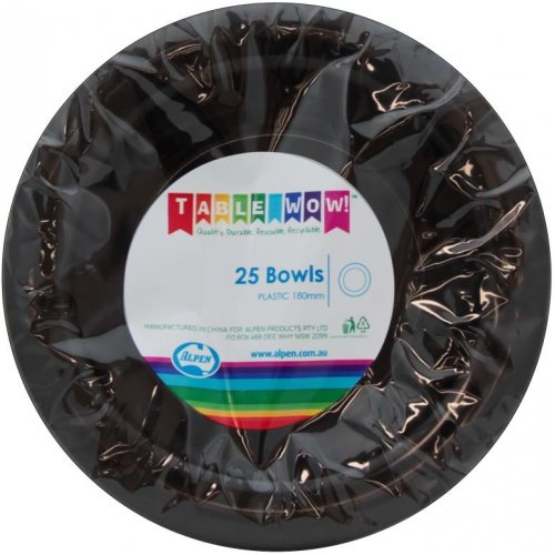 Black Plastic Bowls - Pack of 25