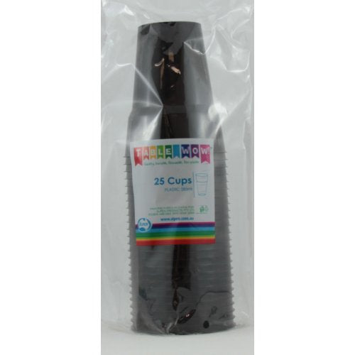 Black Plastic Cups - Pack of 20