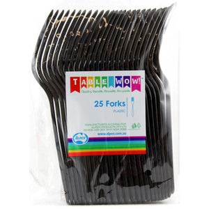 Black Plastic Forks - Pack of 25