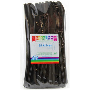 Black Plastic Knives - Pack of 25