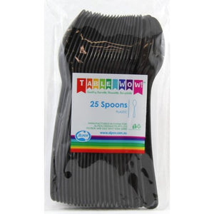 Black Plastic Spoons - Pack of 25