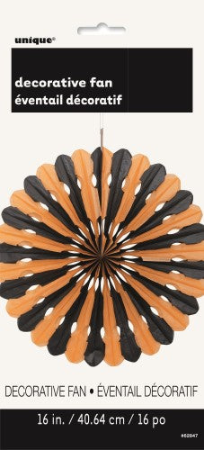 Paper Fan Decoration Black & Orange 40cm
