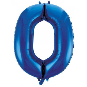 Blue Number 0 Supershape 86cm Foil Balloon UNINFLATED