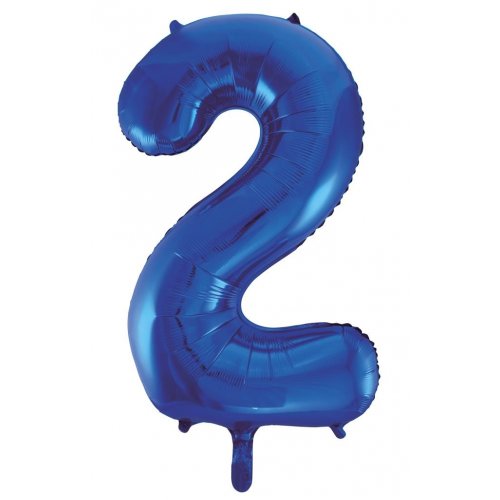 Blue Number 2 Supershape 86cm Foil Balloon UNINFLATED