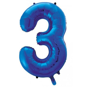 Blue Number 3 Supershape 86cm Foil Balloon UNINFLATED