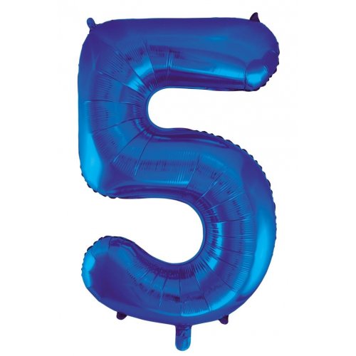 Blue Number 5 Supershape 86cm Foil Balloon UNINFLATED